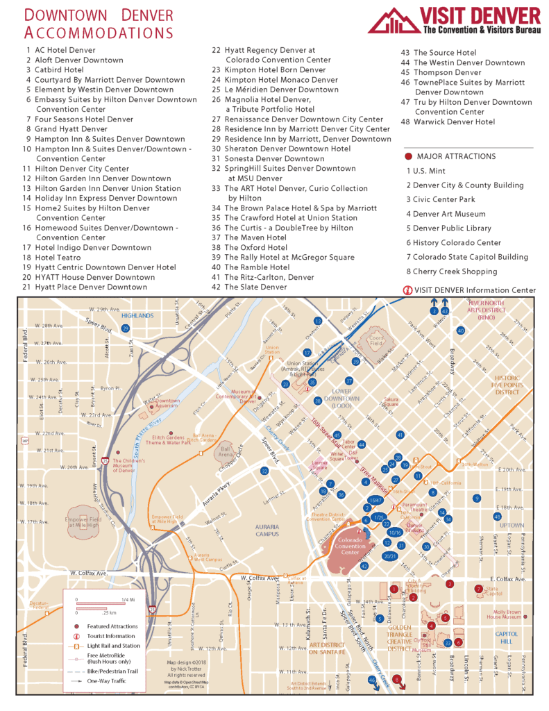 A map of hotels around the Colorado Convention Center. Please click to enlarge.