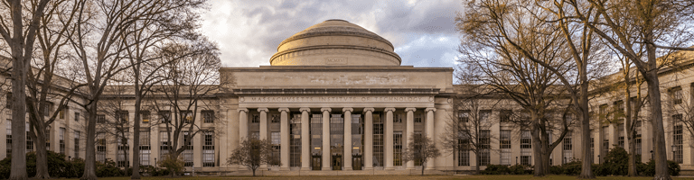 The famous Massachusetts Institute of Technology in Cambridge, MA, USA at sunset. Photo of the main building in neoclassic architecture.